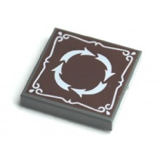 Part 3068bpb0342 Dark Bluish Gray Tile 2 x 2 with 4 White Arrows in Circle and Border on Reddish Brown Background Pattern 